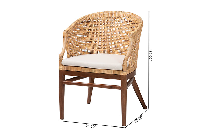 Morana Bohemian Light Honey Rattan and Wood 2-Piece Dining Chair Set