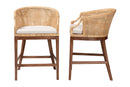Morana Bohemian Light Honey Rattan and Wood 2Pc Counter Stool Set Baxton