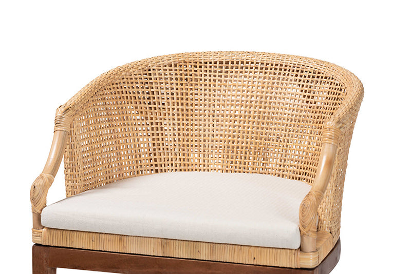 Morana Bohemian Light Honey Rattan and Wood 2Pc Counter Stool Set Baxton