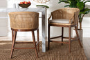 Morana Bohemian Light Honey Rattan and Wood 2Pc Counter Stool Set Baxton
