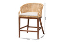 Morana Bohemian Light Honey Rattan and Wood 2Pc Counter Stool Set Baxton
