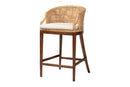 Morana Bohemian Light Honey Rattan and Wood Bar Stool