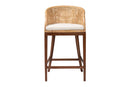 Morana Bohemian Light Honey Rattan and Wood Bar Stool Baxton