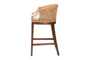 Morana Bohemian Light Honey Rattan and Wood Bar Stool Baxton