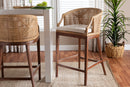 Morana Bohemian Light Honey Rattan and Wood Bar Stool Baxton