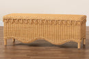 Jaden Bohemian Light Honey Rattan Accent Bench w/Scallop border Baxton