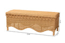 Jaden Bohemian Light Honey Rattan Accent Bench w/Scallop border Baxton