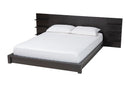Adelino Modern Ebony Black Wood Queen Size Platform Bed w/Shelves Baxton