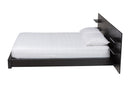 Adelino Modern Ebony Black Wood Queen Size Platform Bed w/Shelves Baxton