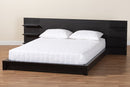 Adelino Modern Ebony Black Wood Queen Size Platform Bed w/Shelves Baxton