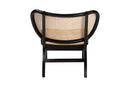 Cian Bohemian Black Mahogany Wood and Woven Rattan Accent Chair Baxton