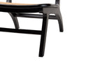 Cian Bohemian Black Mahogany Wood and Woven Rattan Accent Chair Baxton