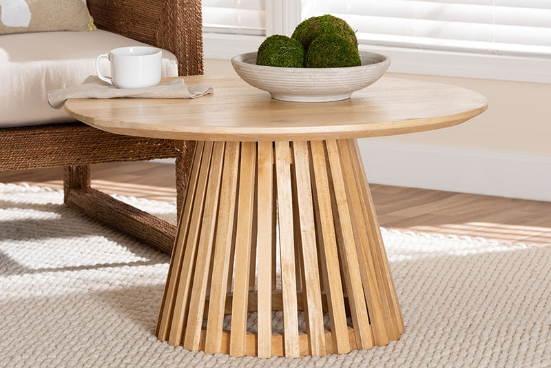 Noemie Modern Slatted Acacia Wood Coffee Table Baxton