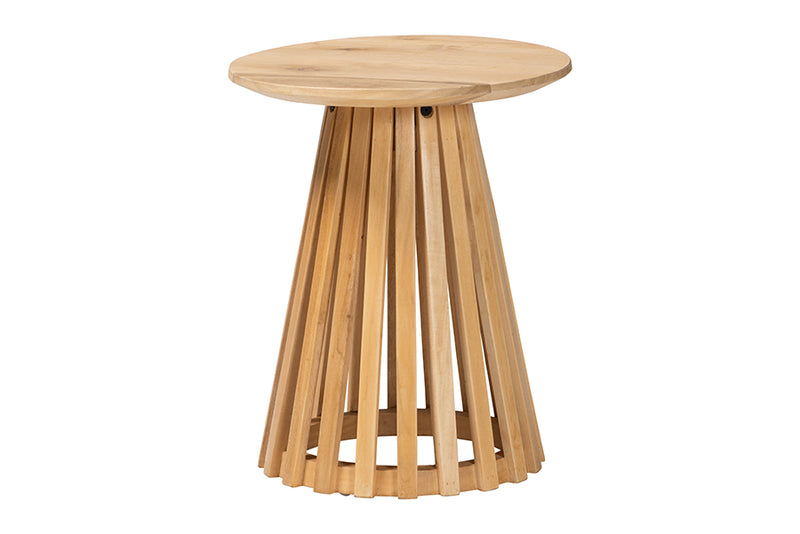 Noemie Modern Slatted Acacia Wood End Table