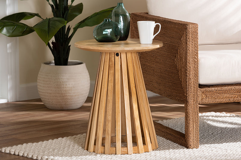 Noemie Modern Slatted Acacia Wood End Table