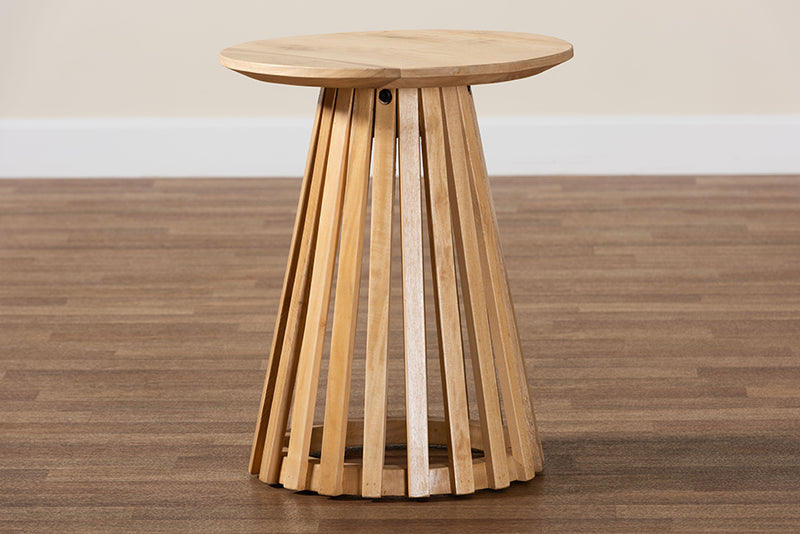 Noemie Modern Slatted Acacia Wood End Table