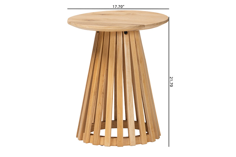 Noemie Modern Slatted Acacia Wood End Table