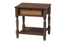Eiko Dark Brown Nightstand w/Rattan Baxton