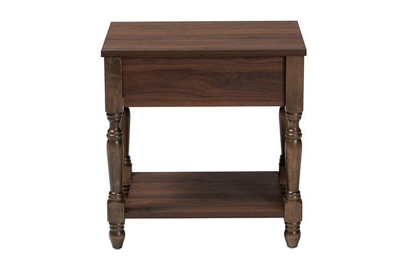 Eiko Transitional Dark Brown Nightstand w/Rattan