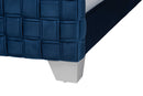 Lucine Navy Blue Velvet Fabric Queen Size Panel Bed Baxton