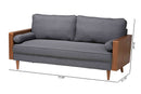Saranna Gray Fabric and Walnut Brown Wood Sofa Baxton