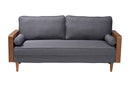 Saranna Gray Fabric and Walnut Brown Wood Sofa Baxton