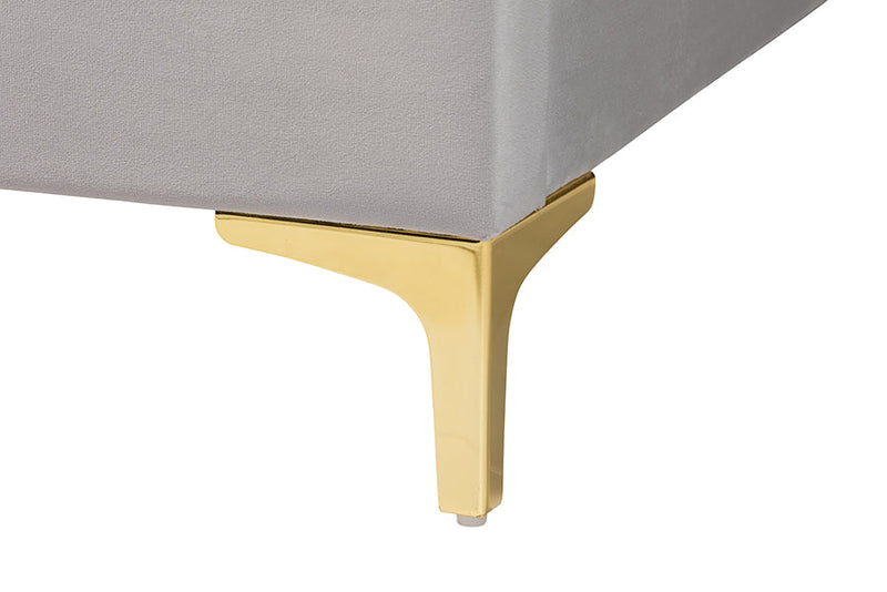 Airell Light Gray Velvet Seashell-Headboard Queen Size Platform Bed Baxton