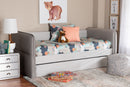 Parkin Modern Light Gray Velvet Fabric Full Size Daybed w/Trundle Baxton