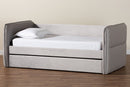 Parkin Modern Light Gray Velvet Fabric Twin Size Daybed w/Trundle Baxton