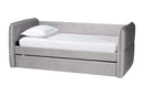 Parkin Modern Light Gray Velvet Fabric Full Size Daybed w/Trundle Baxton