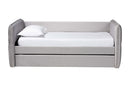 Parkin Modern Light Gray Velvet Fabric Twin Size Daybed w/Trundle Baxton