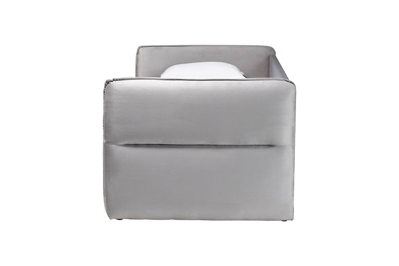 Parkin Modern Light Gray Velvet Fabric Twin Size Daybed w/Trundle Baxton