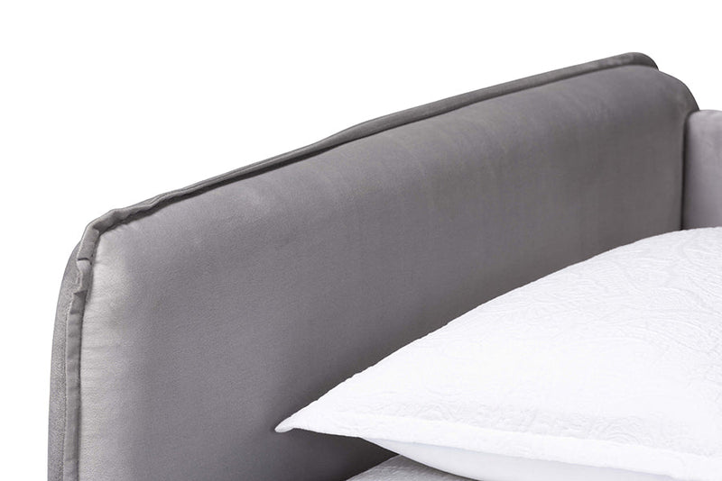 Parkin Modern Light Gray Velvet Fabric Twin Size Daybed w/Trundle Baxton