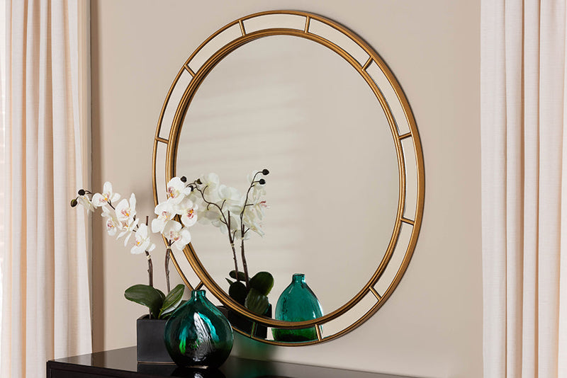 Mirai Antique Goldleaf Round Accent Mirror Baxton
