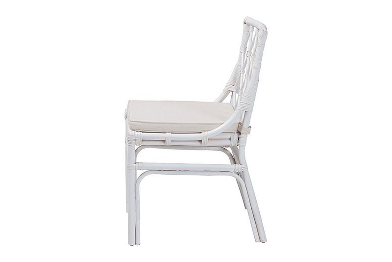 Peace Bohemian White Rattan Dining Chair