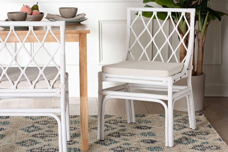 Peace Bohemian White Rattan Dining Chair