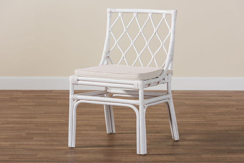 Peace Bohemian White Rattan Dining Chair