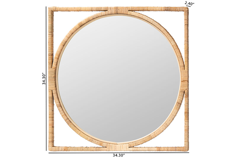 Alani Japandi Natural Rattan Wall Mirror