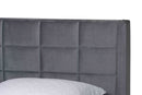 Pelagia GrayVelvet and Dark Brown Wood Queen Bed Baxton