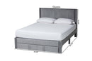 Donnica Modern Gray Pleated Velvet Queen Size Storage Bed Baxton
