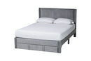 Donnica Modern Gray Pleated Velvet Queen Size Storage Bed Baxton