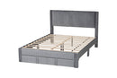 Donnica Modern Gray Pleated Velvet Queen Size Storage Bed Baxton