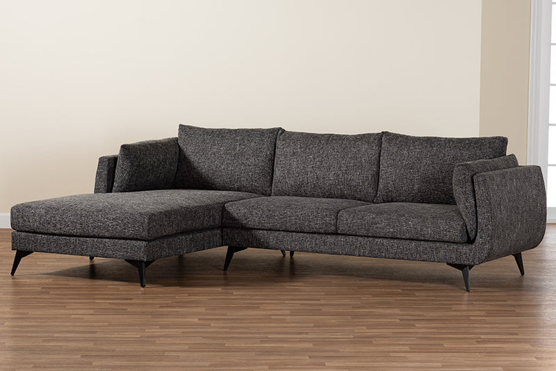 Hecate Modern Gravel Twill Fabric Left Facing Sectional Sofa