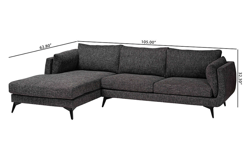 Hecate Modern Gravel Twill Fabric Left Facing Sectional Sofa