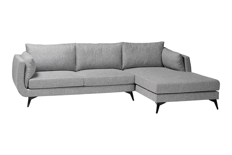 Finnick Modern Gray Twill Fabric Right Facing Sectional Sofa