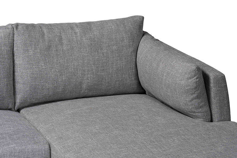 Finnick Modern Gray Twill Fabric Right Facing Sectional Sofa