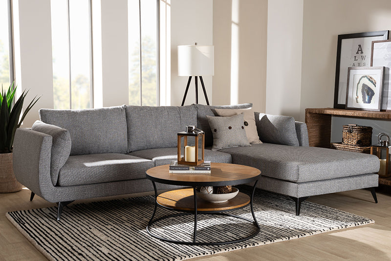 Finnick Modern Gray Twill Fabric Right Facing Sectional Sofa