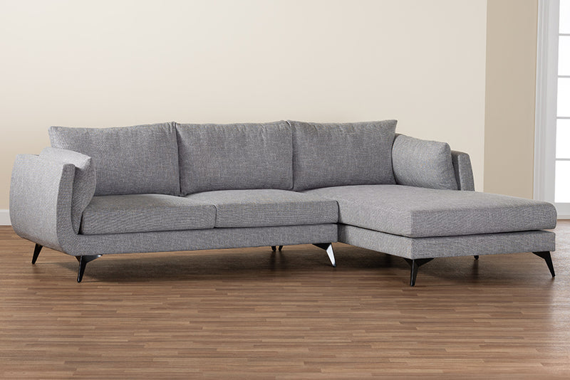 Finnick Modern Gray Twill Fabric Right Facing Sectional Sofa