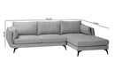 Finnick Modern Gray Twill Fabric Right Facing Sectional Sofa Baxton