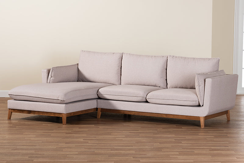 Brielle Modern Beige Fabric Left Facing Sectional Sofa